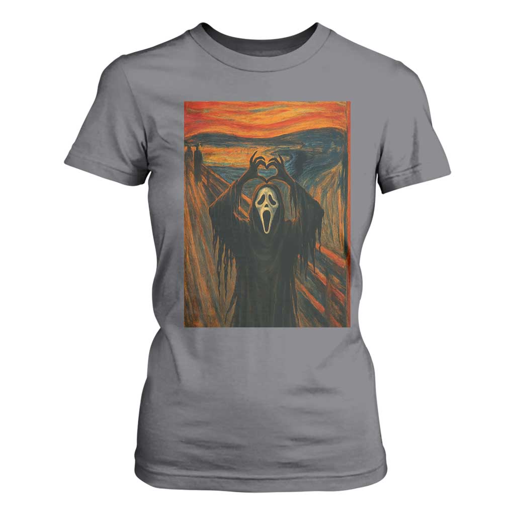 Ghost Heart Hands T Shirt For Women Scary Face Horror Halloween TS10 Charcoal Print Your Wear