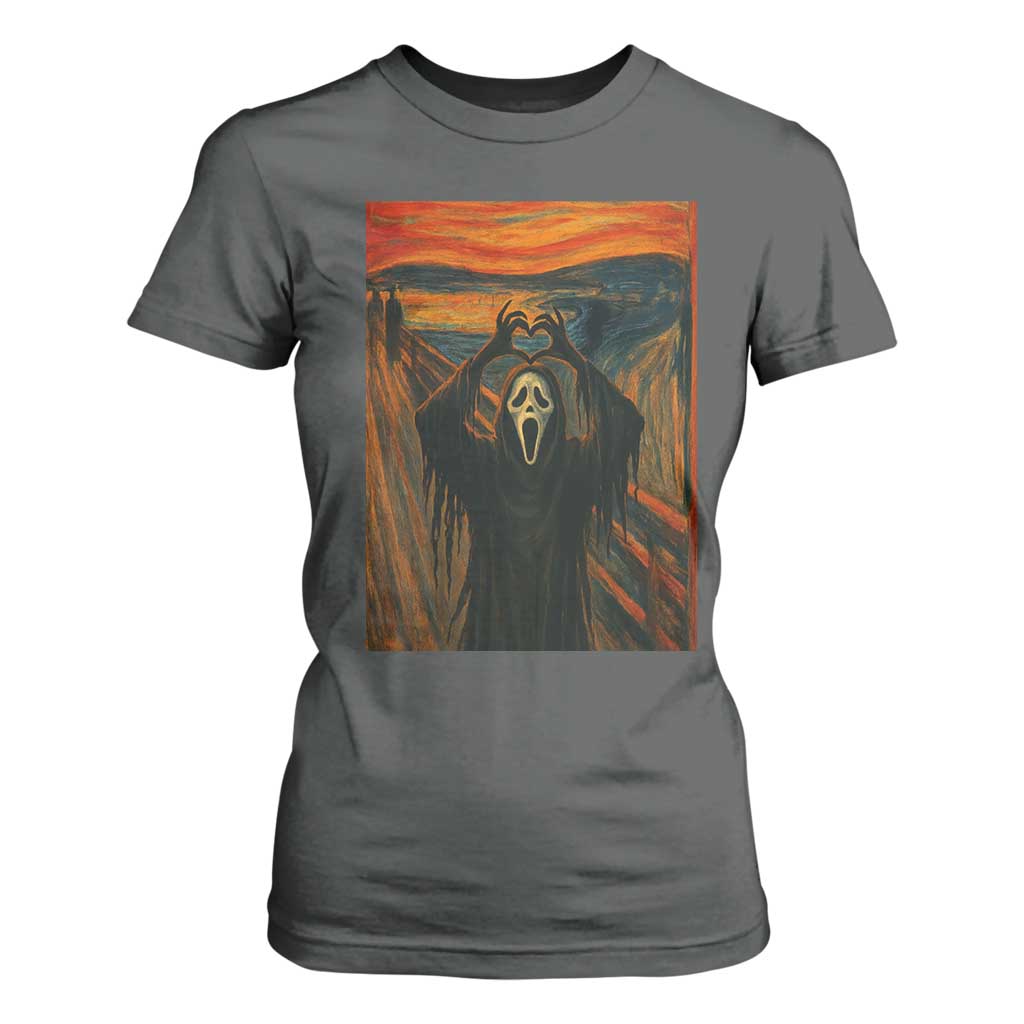Ghost Heart Hands T Shirt For Women Scary Face Horror Halloween TS10 Dark Heather Print Your Wear