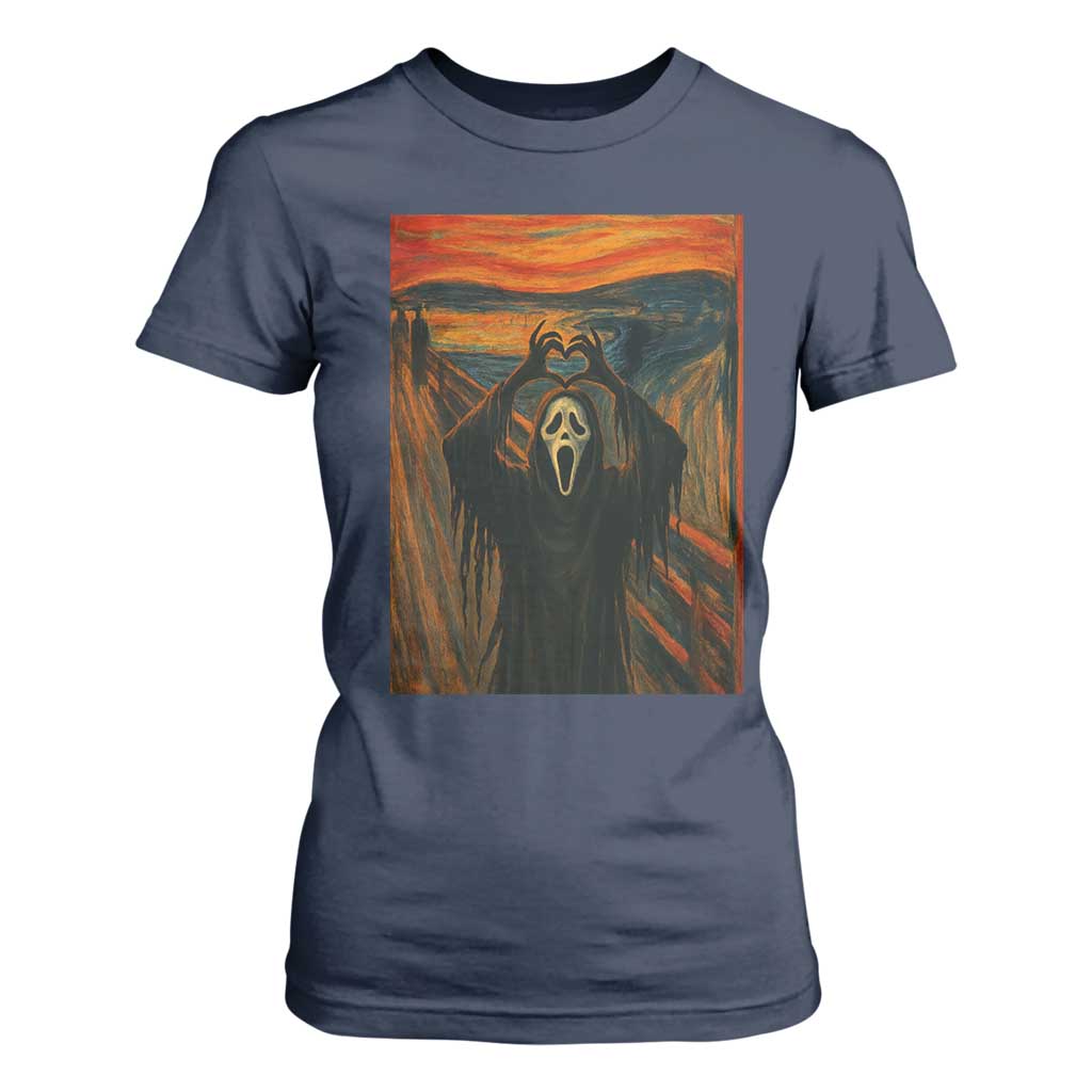 Ghost Heart Hands T Shirt For Women Scary Face Horror Halloween TS10 Navy Print Your Wear