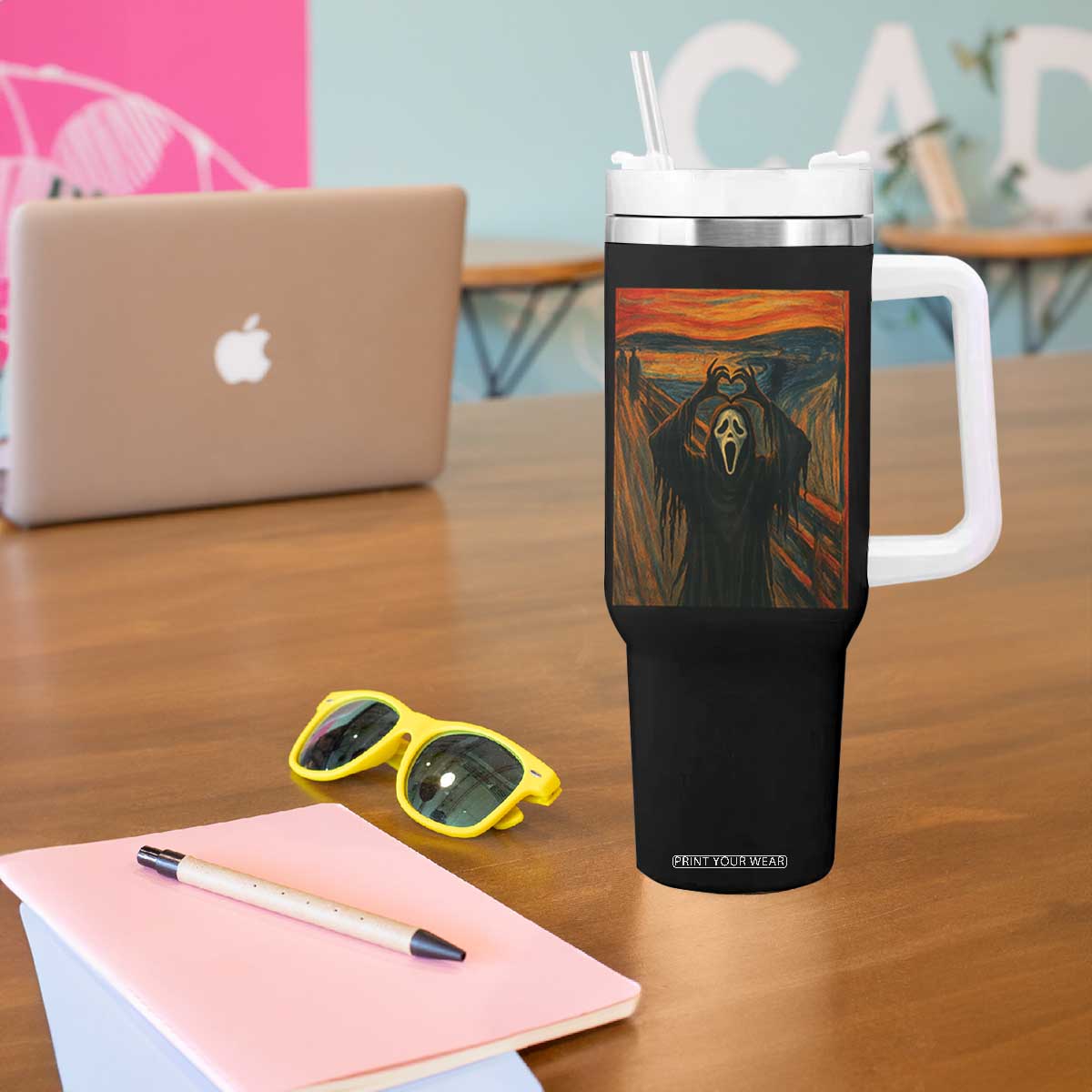 Ghost Heart Hands Tumbler With Handle Scary Face Horror Halloween TS10 Print Your Wear