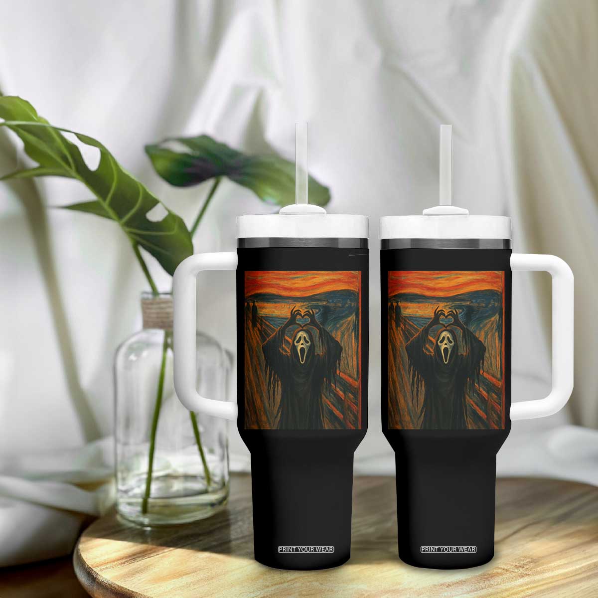 Ghost Heart Hands Tumbler With Handle Scary Face Horror Halloween TS10 Print Your Wear