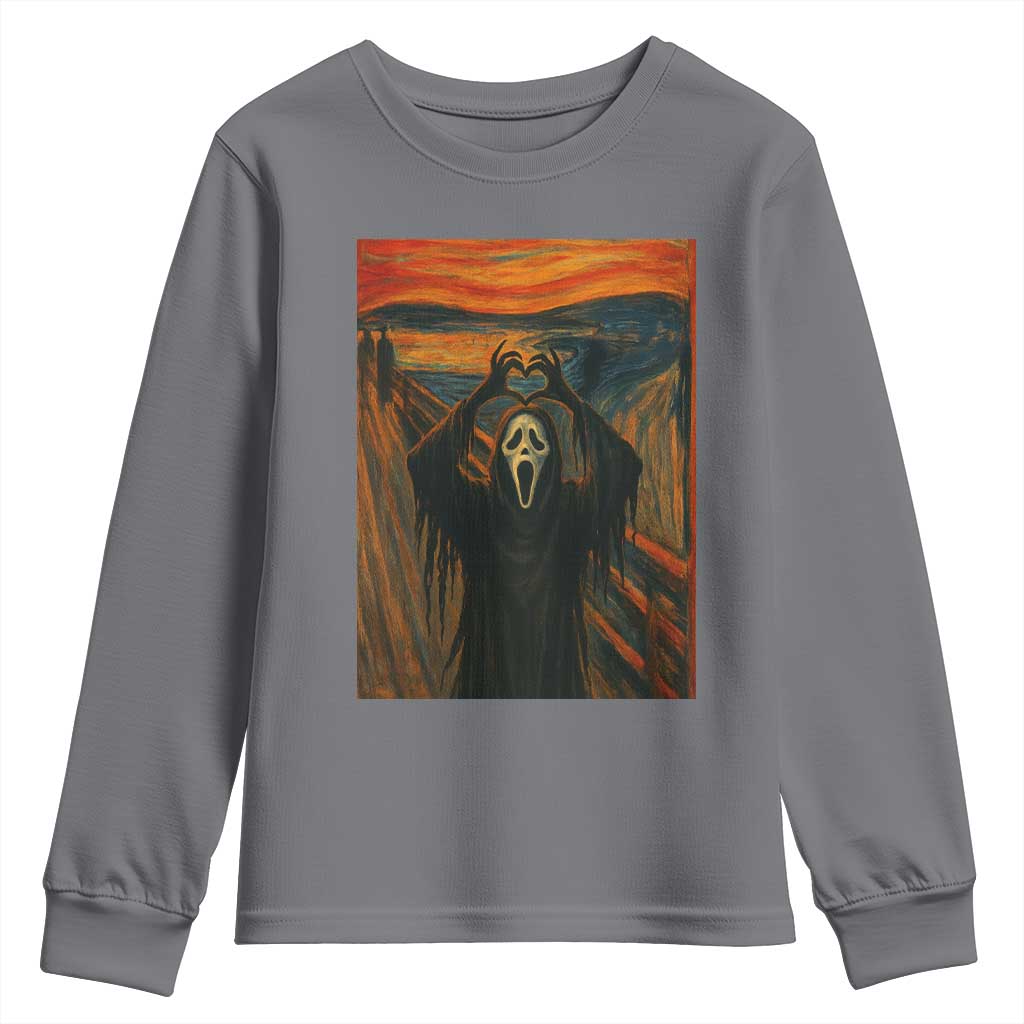 Ghost Heart Hands Youth Sweatshirt Scary Face Horror Halloween TS10 Charcoal Print Your Wear