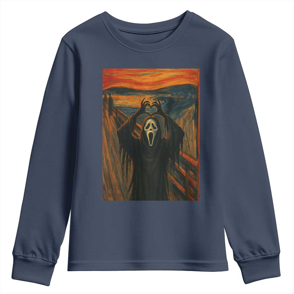 Ghost Heart Hands Youth Sweatshirt Scary Face Horror Halloween TS10 Navy Print Your Wear