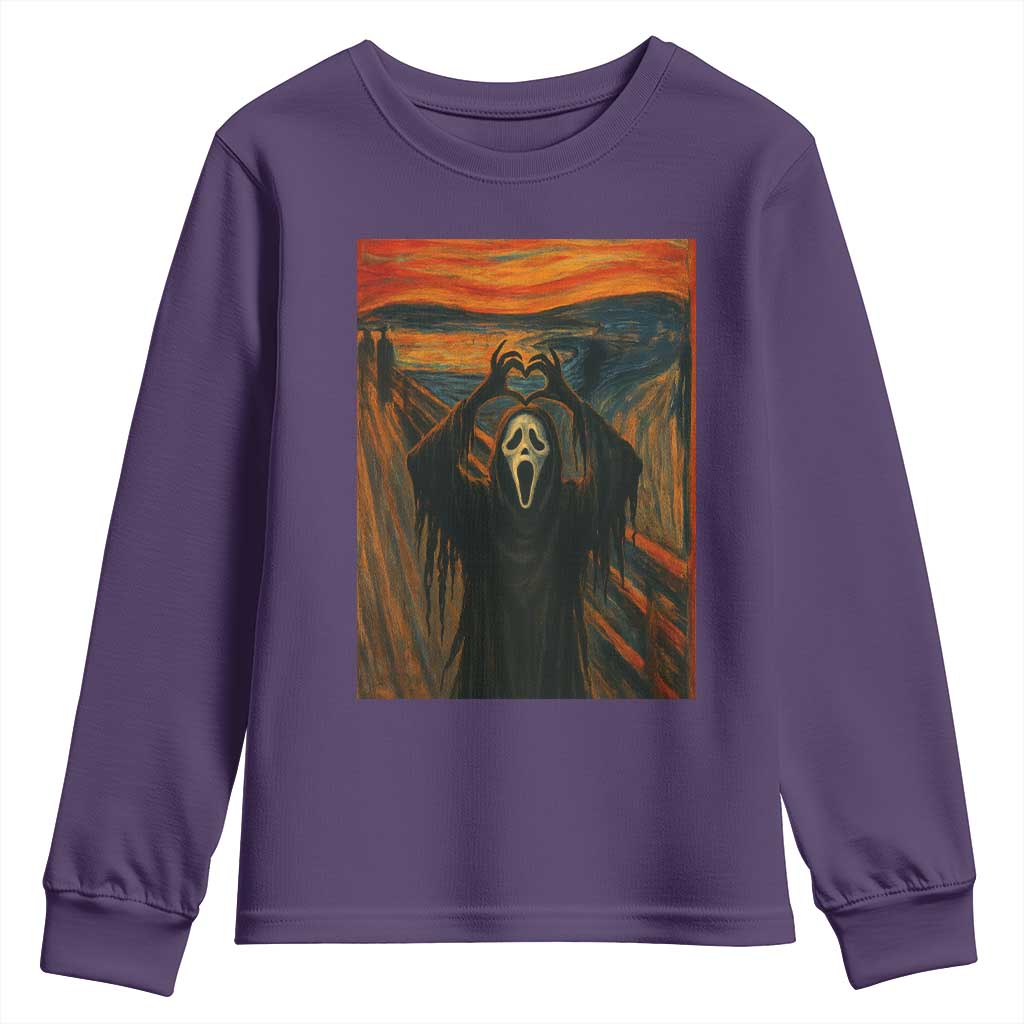 Ghost Heart Hands Youth Sweatshirt Scary Face Horror Halloween TS10 Purple Print Your Wear