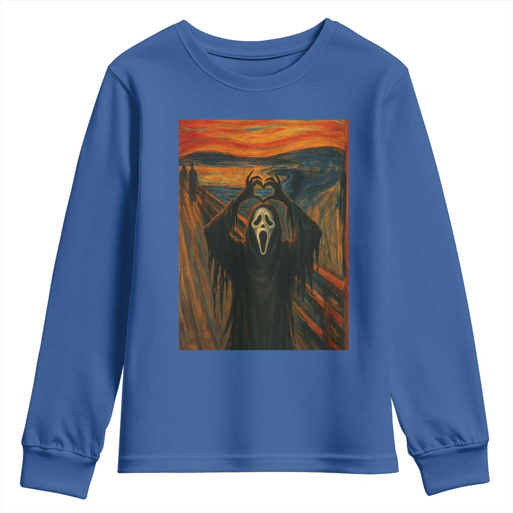 Ghost Heart Hands Youth Sweatshirt Scary Face Horror Halloween TS10 Royal Blue Print Your Wear
