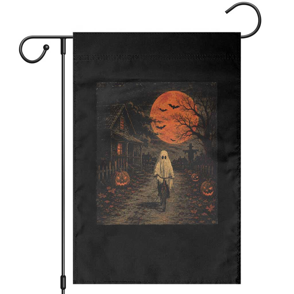 Halloween Spooky Ghost Biking Garden Flag Vintage Ghost Riding Bicycle Gothic Moonlit Pumpkin Autumn Graphic TS10 Black Print Your Wear
