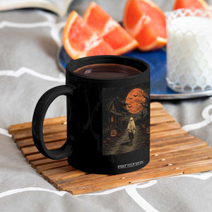 Halloween Spooky Ghost Biking Coffee Mug Vintage Ghost Riding Bicycle Gothic Moonlit Pumpkin Autumn Graphic
