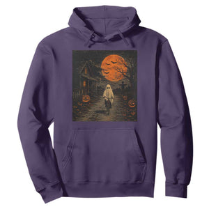 Halloween Spooky Ghost Biking Hoodie Vintage Ghost Riding Bicycle Gothic Moonlit Pumpkin Autumn Graphic