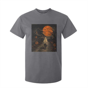 Halloween Spooky Ghost Biking T Shirt For Kid Vintage Ghost Riding Bicycle Gothic Moonlit Pumpkin Autumn Graphic