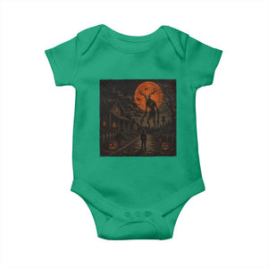 Wendigo Halloween Baby Onesie Vintage Deer Skull Spooky Night Graphic