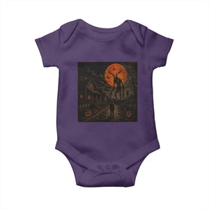 Wendigo Halloween Baby Onesie Vintage Deer Skull Spooky Night Graphic