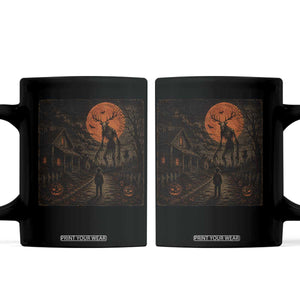 Wendigo Halloween Coffee Mug Vintage Deer Skull Spooky Night Graphic