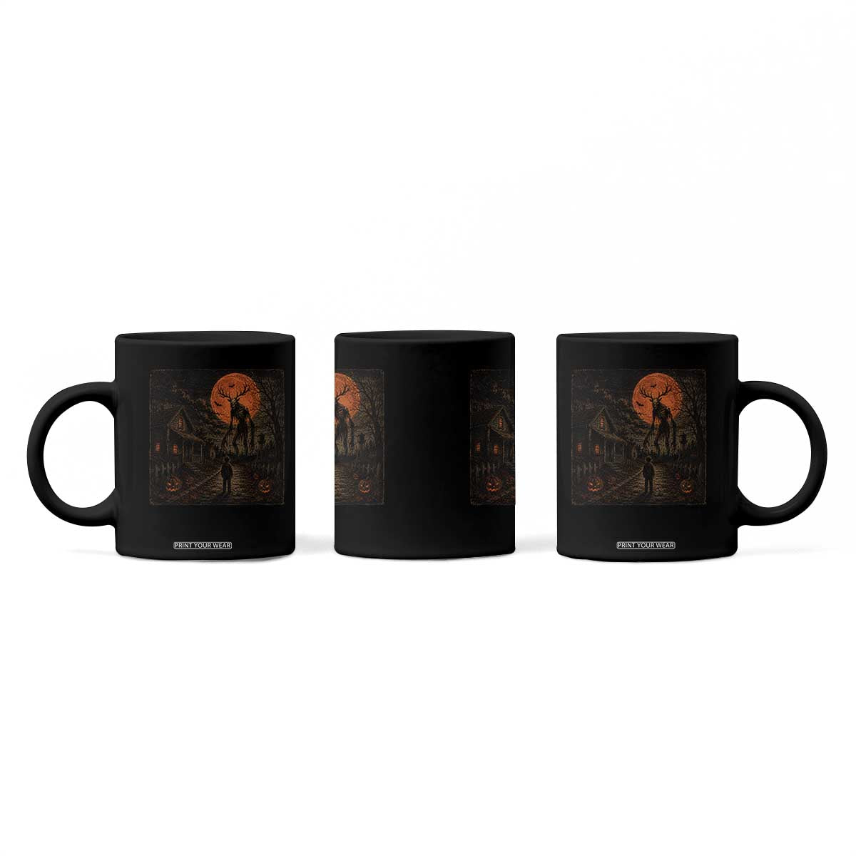 Wendigo Halloween Coffee Mug Vintage Deer Skull Spooky Night Graphic