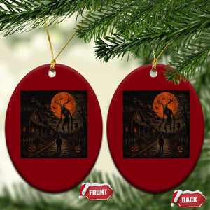 Wendigo Halloween Ceramic Ornament Vintage Deer Skull Spooky Night Graphic
