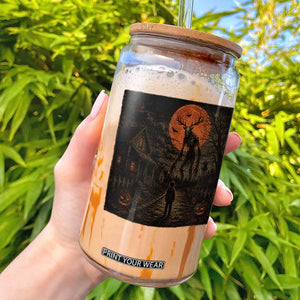 Wendigo Halloween Glass Can Vintage Deer Skull Spooky Night Graphic