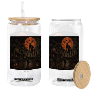 Wendigo Halloween Glass Can Vintage Deer Skull Spooky Night Graphic