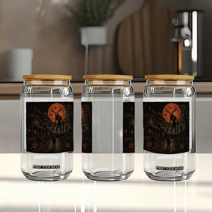Wendigo Halloween Glass Can Vintage Deer Skull Spooky Night Graphic