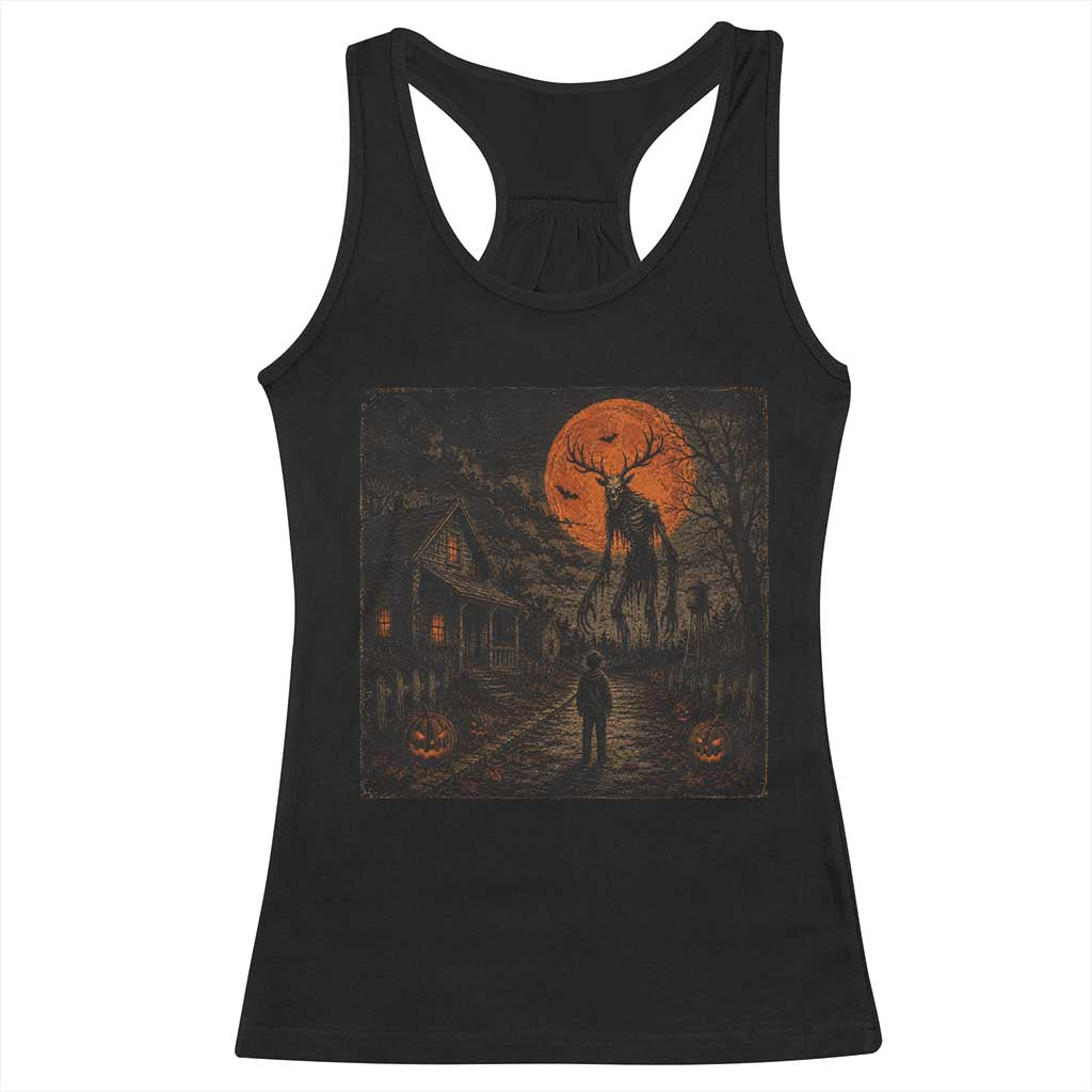 Wendigo Halloween Racerback Tank Top Vintage Deer Skull Spooky Night Graphic TS10 Black Print Your Wear