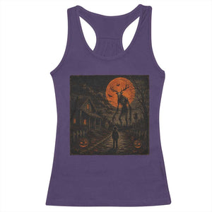 Wendigo Halloween Racerback Tank Top Vintage Deer Skull Spooky Night Graphic