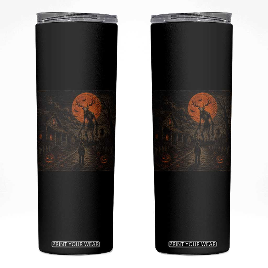 Wendigo Halloween Skinny Tumbler Vintage Deer Skull Spooky Night Graphic