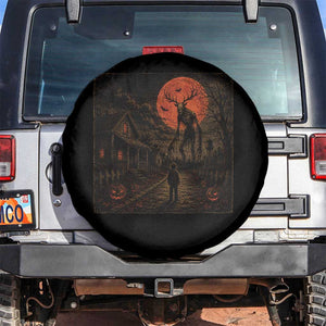 Wendigo Halloween Spare Tire Cover Vintage Deer Skull Spooky Night Graphic