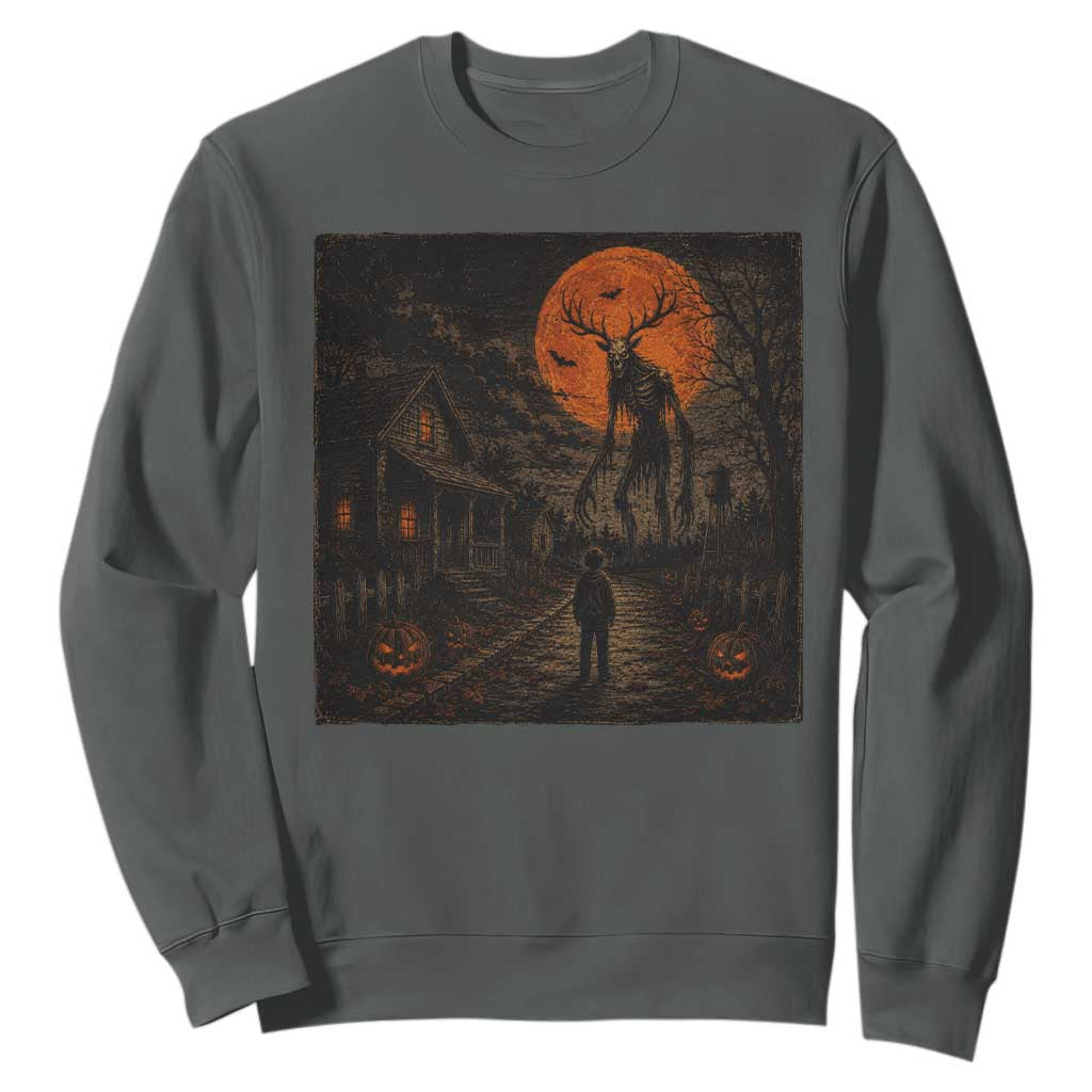 Wendigo Halloween Sweatshirt Vintage Deer Skull Spooky Night Graphic