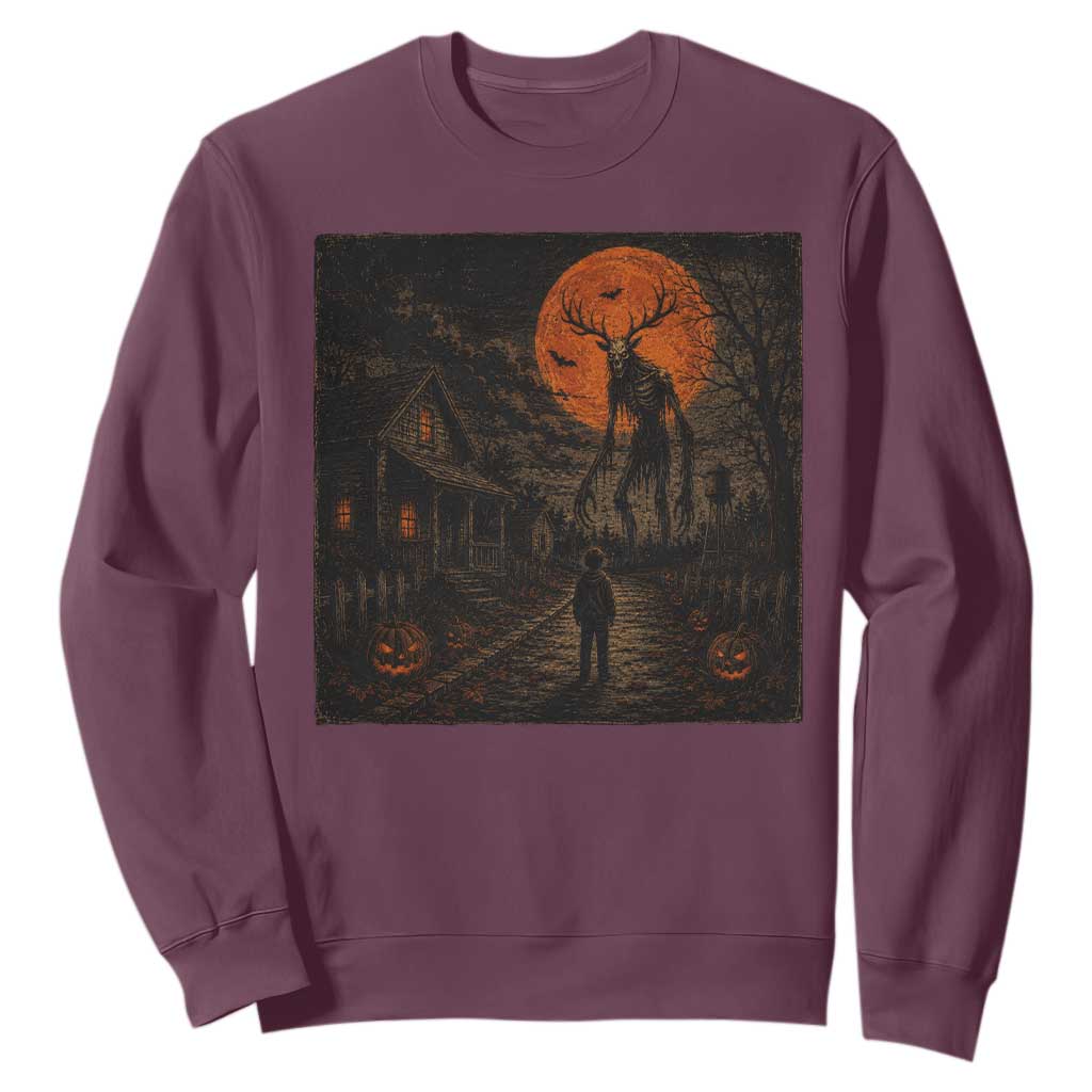 Wendigo Halloween Sweatshirt Vintage Deer Skull Spooky Night Graphic