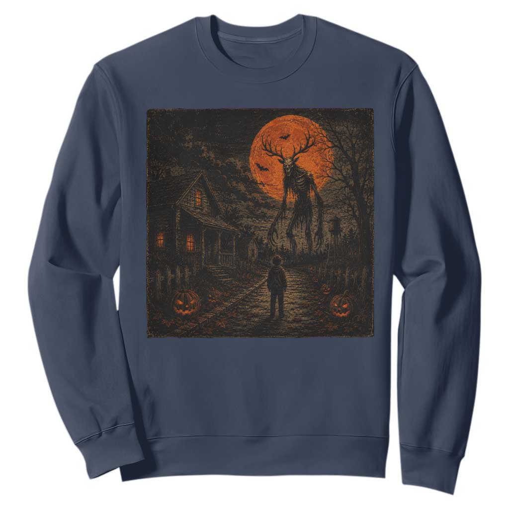 Wendigo Halloween Sweatshirt Vintage Deer Skull Spooky Night Graphic