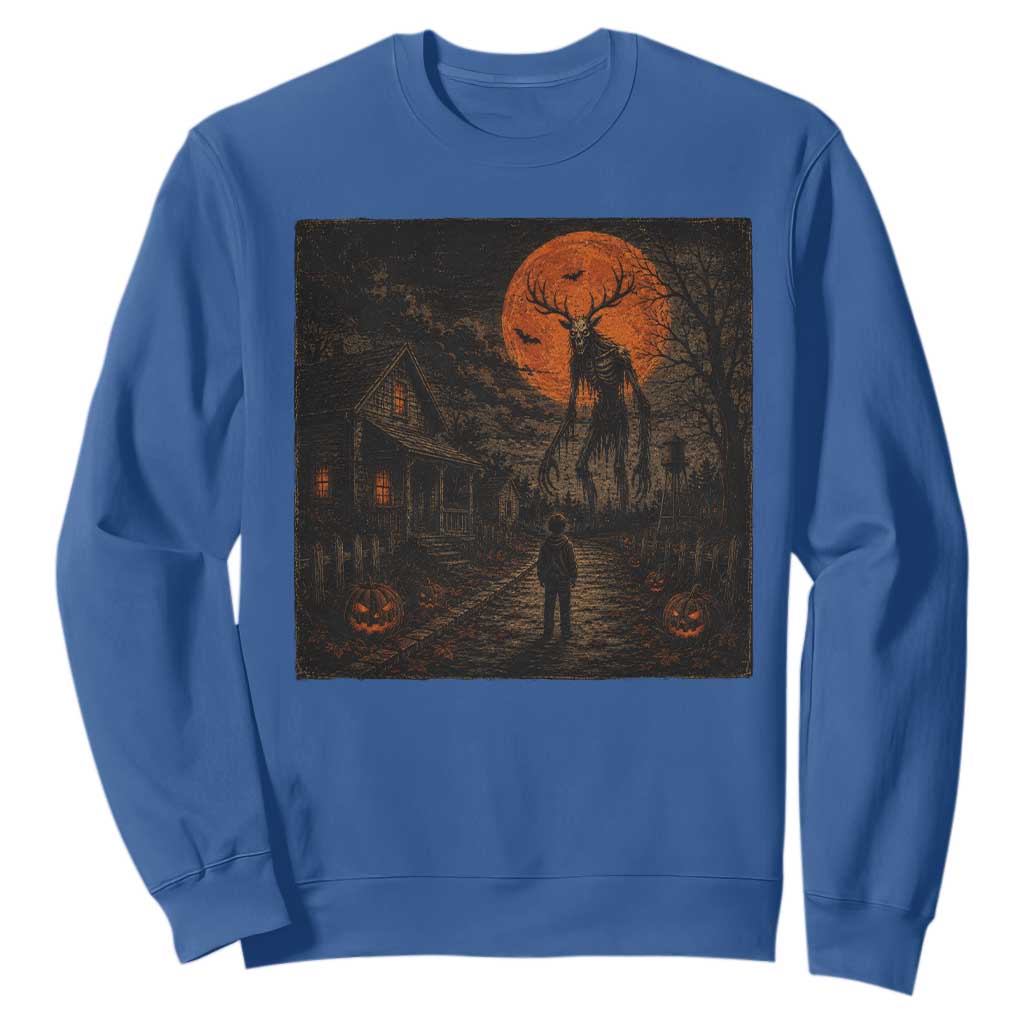 Wendigo Halloween Sweatshirt Vintage Deer Skull Spooky Night Graphic