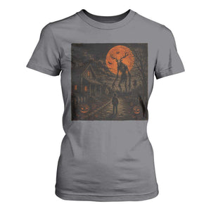 Wendigo Halloween T Shirt For Women Vintage Deer Skull Spooky Night Graphic