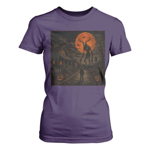 Wendigo Halloween T Shirt For Women Vintage Deer Skull Spooky Night Graphic