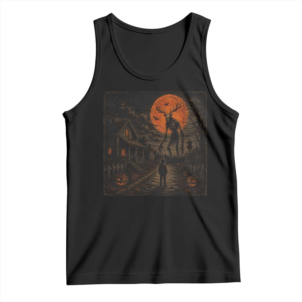 Wendigo Halloween Tank Top Vintage Deer Skull Spooky Night Graphic