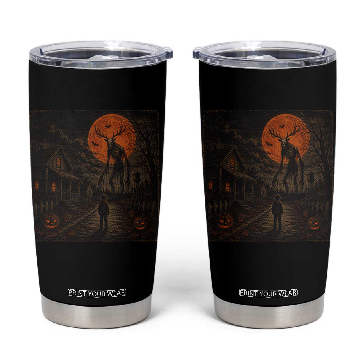 Wendigo Halloween Tumbler Cup Vintage Deer Skull Spooky Night Graphic TS10 Black Print Your Wear