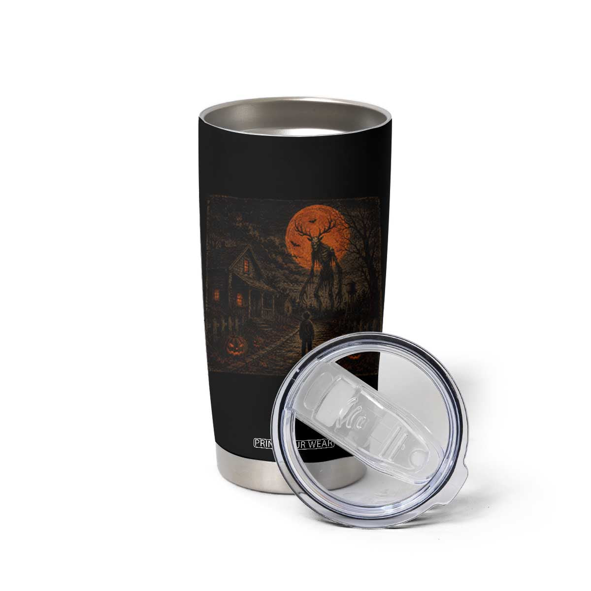 Wendigo Halloween Tumbler Cup Vintage Deer Skull Spooky Night Graphic
