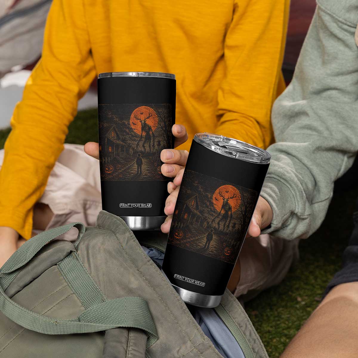 Wendigo Halloween Tumbler Cup Vintage Deer Skull Spooky Night Graphic