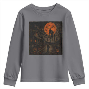 Wendigo Halloween Youth Sweatshirt Vintage Deer Skull Spooky Night Graphic
