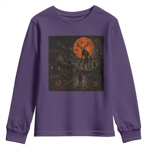 Wendigo Halloween Youth Sweatshirt Vintage Deer Skull Spooky Night Graphic