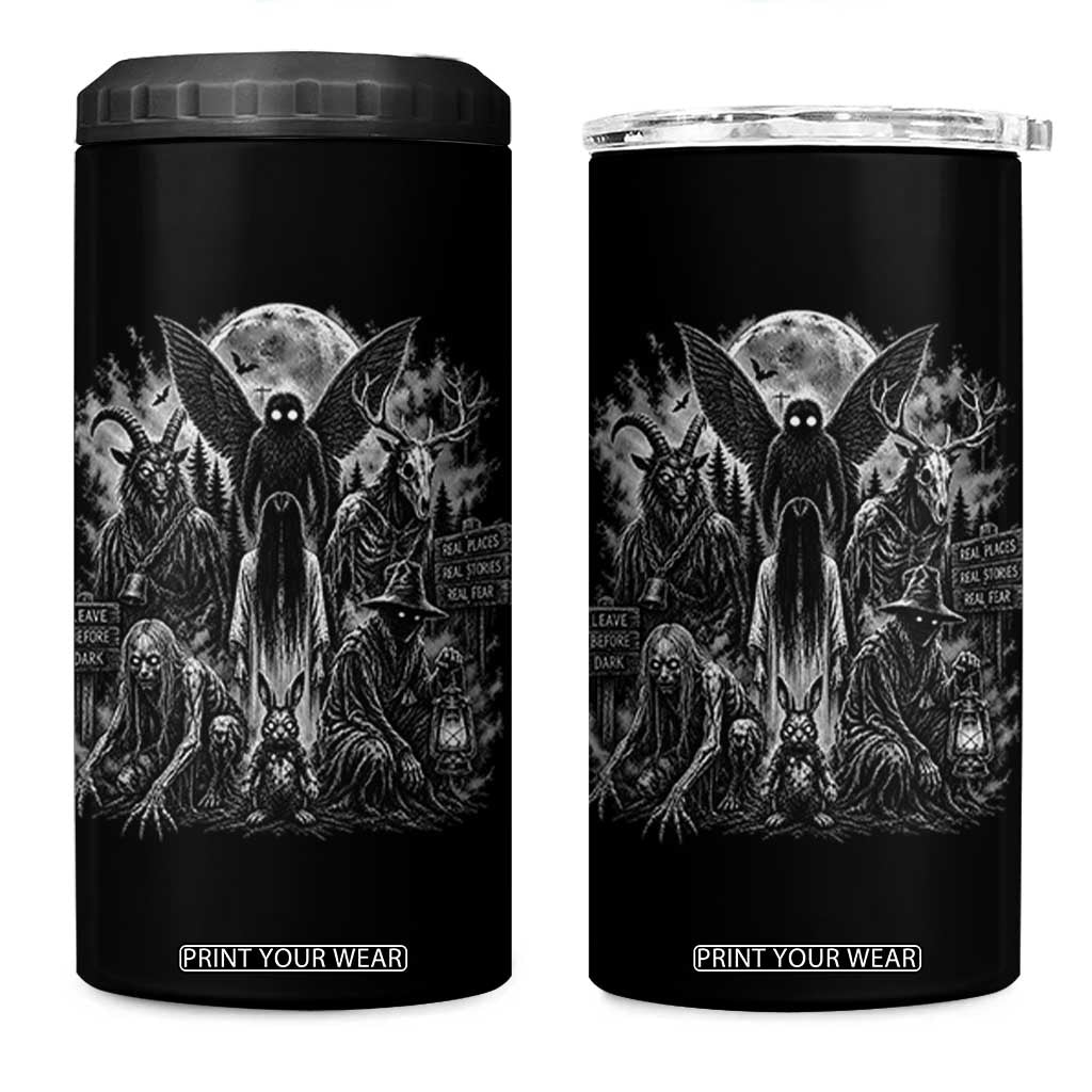 Cryptid Monsters Urban Legends 4 in 1 Can Cooler Tumbler Vintage Dark Folklore Leave Before Dark Graphic TS10 One Size: 16 oz Black Print Your Wear