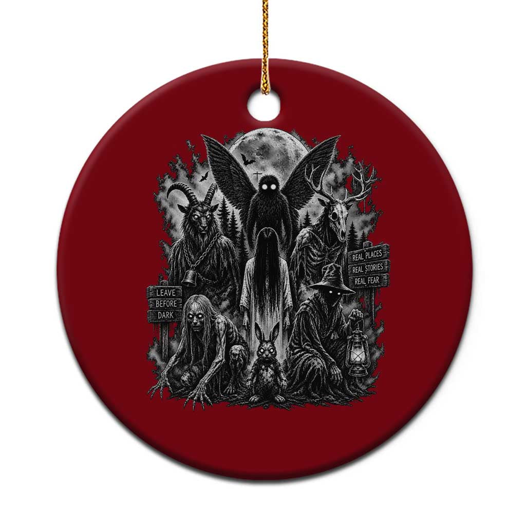 Cryptid Monsters Urban Legends Ceramic Ornament Vintage Dark Folklore Leave Before Dark Graphic TS10 1pc Red Print Your Wear