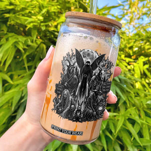Cryptid Monsters Urban Legends Glass Can Vintage Dark Folklore Leave Before Dark Graphic