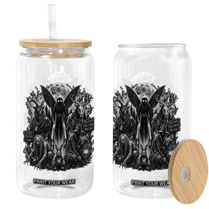 Cryptid Monsters Urban Legends Glass Can Vintage Dark Folklore Leave Before Dark Graphic