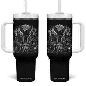 Cryptid Monsters Urban Legends Tumbler With Handle Vintage Dark Folklore Leave Before Dark Graphic