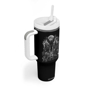 Cryptid Monsters Urban Legends Tumbler With Handle Vintage Dark Folklore Leave Before Dark Graphic