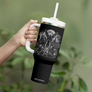 Cryptid Monsters Urban Legends Tumbler With Handle Vintage Dark Folklore Leave Before Dark Graphic