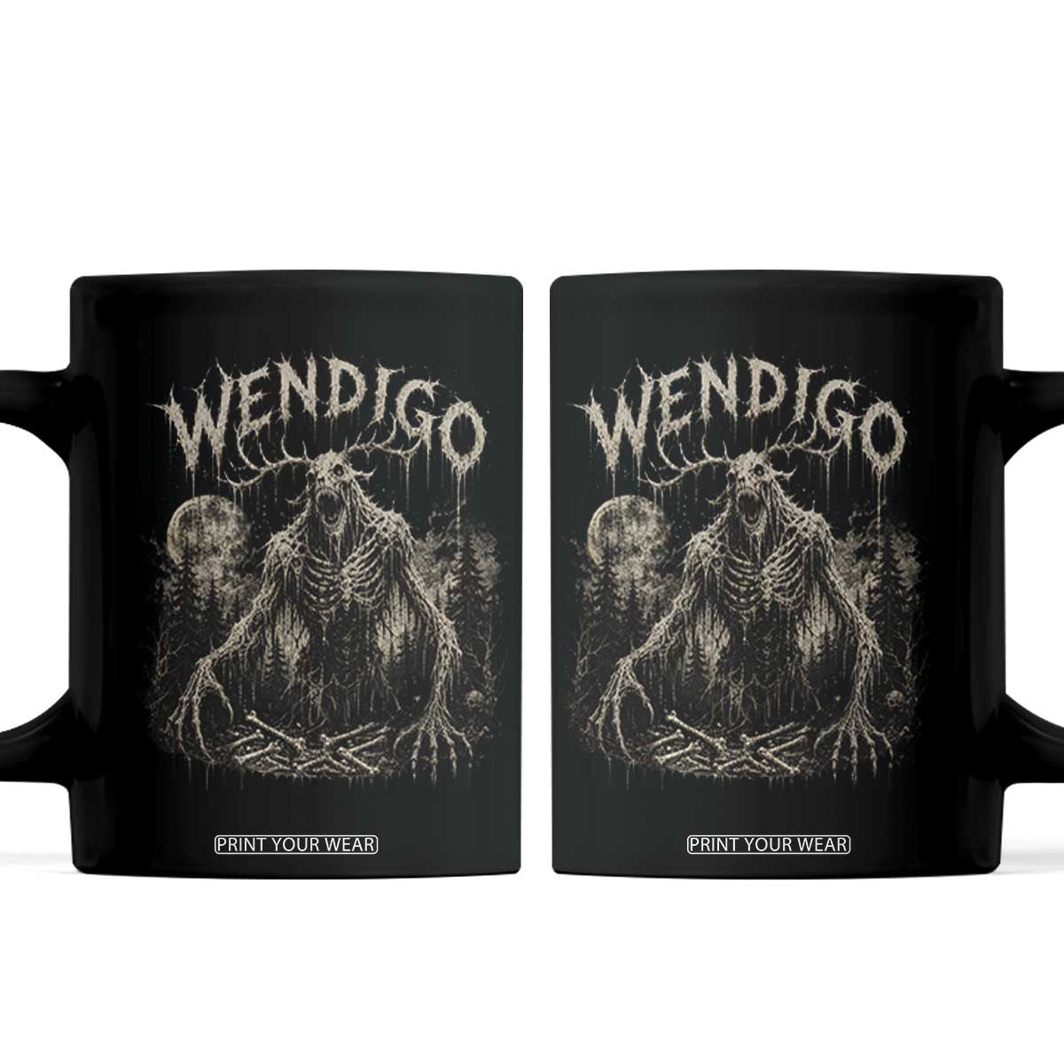 Wendigo Cryptid Monster Coffee Mug Heavy Metal Dark Fantasy Horror Graphic TS10 Black Print Your Wear