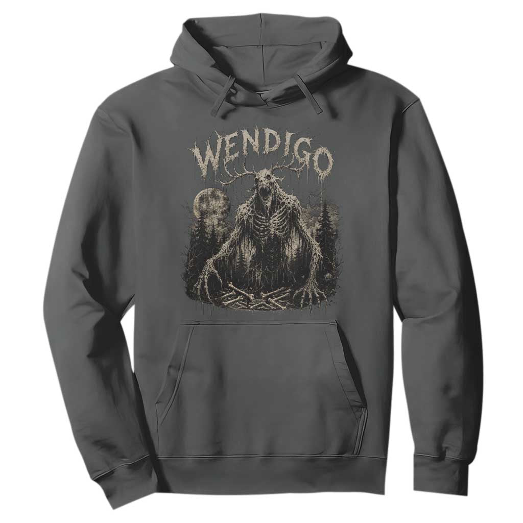 Wendigo Cryptid Monster Hoodie Heavy Metal Dark Fantasy Horror Graphic TS10 Dark Heather Print Your Wear
