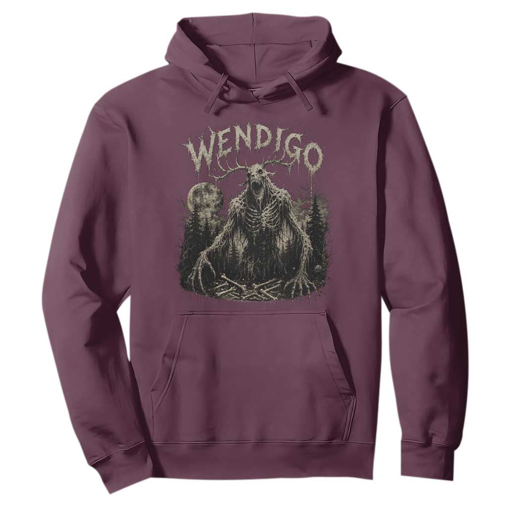 Wendigo Cryptid Monster Hoodie Heavy Metal Dark Fantasy Horror Graphic TS10 Maroon Print Your Wear