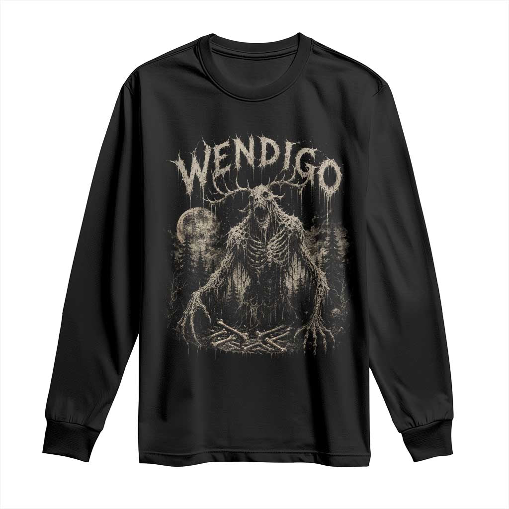 Wendigo Cryptid Monster Long Sleeve Shirt Heavy Metal Dark Fantasy Horror Graphic TS10 Black Print Your Wear