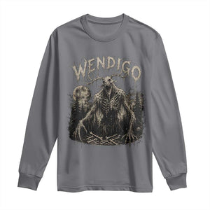 Wendigo Cryptid Monster Long Sleeve Shirt Heavy Metal Dark Fantasy Horror Graphic TS10 Charcoal Print Your Wear