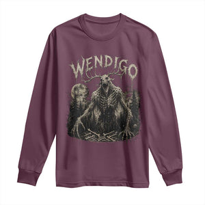 Wendigo Cryptid Monster Long Sleeve Shirt Heavy Metal Dark Fantasy Horror Graphic TS10 Maroon Print Your Wear